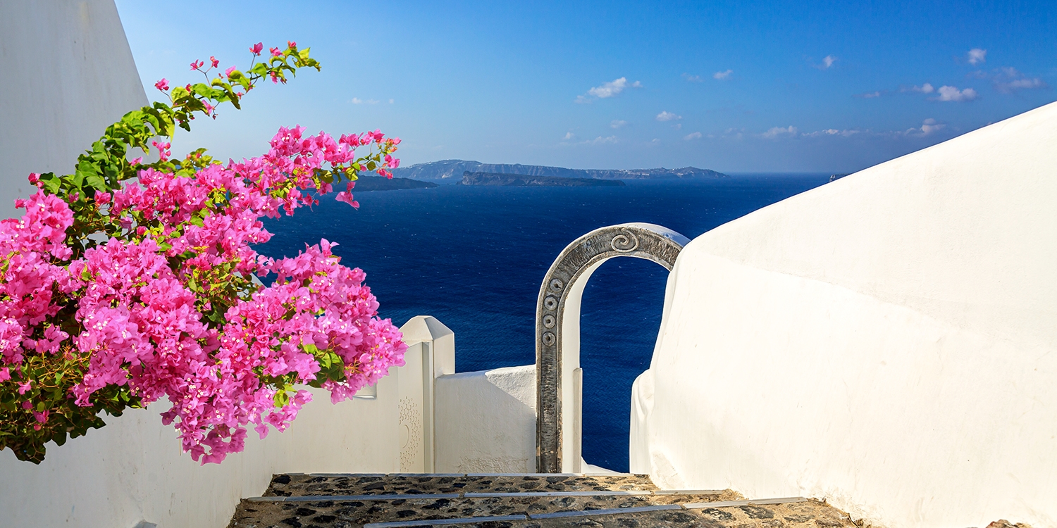 Mediterranean Sea View At Sunset Island In Greece Stock Photo