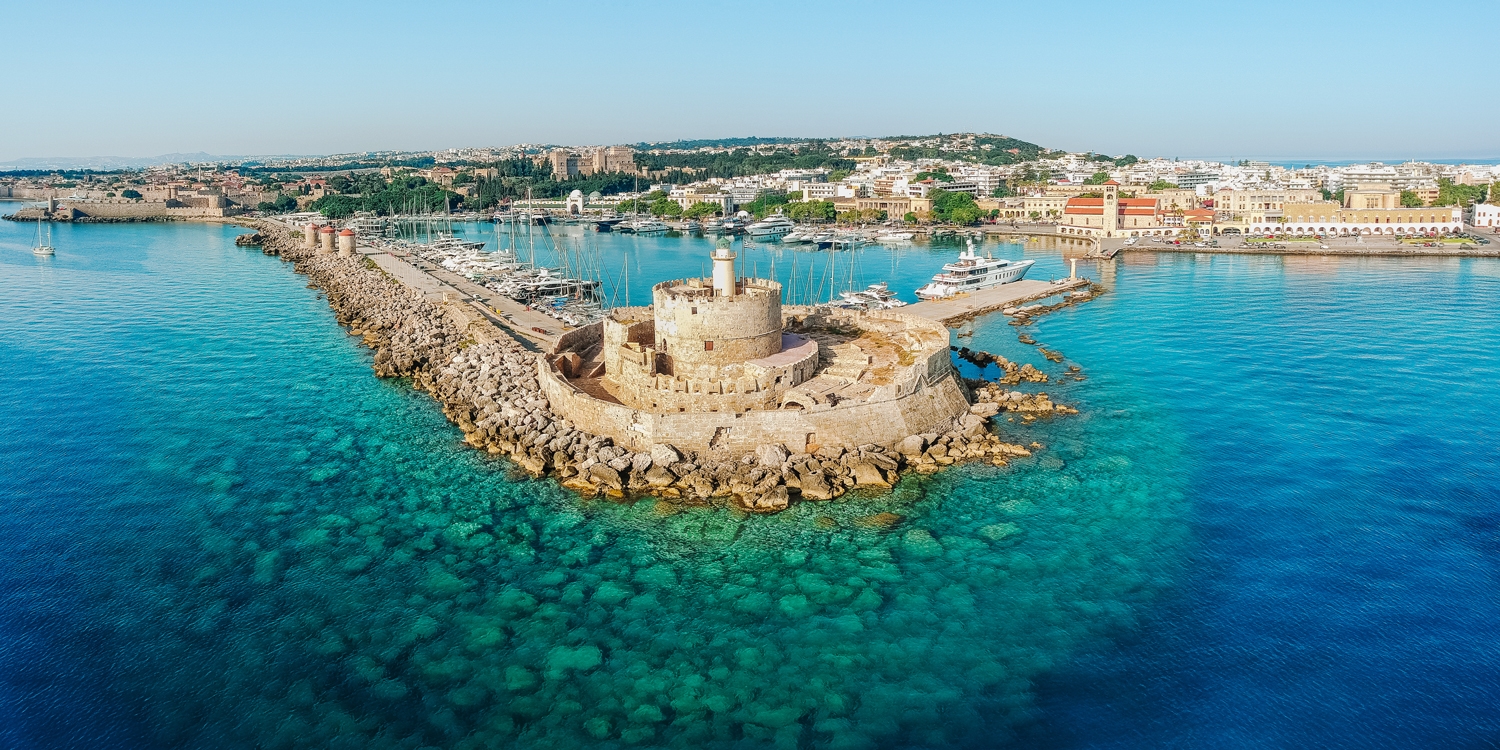 Mediterranean Sea View By Lindos Town On Rhodes Island, Greece