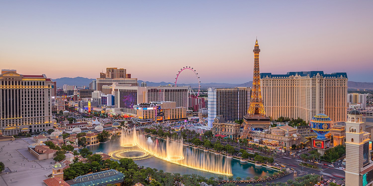 Bally's Casino and Hotel in Las Vegas, Bellagio and Caesars Palace in the  background, Las Vegas, Nevada, USA Stock Photo - Alamy