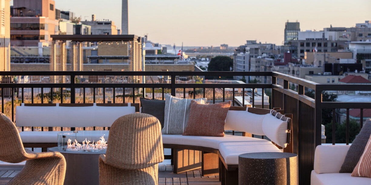 The rooftop bar boasts great views of some of the city's most iconic sights, such as the Washington Monument and The White House