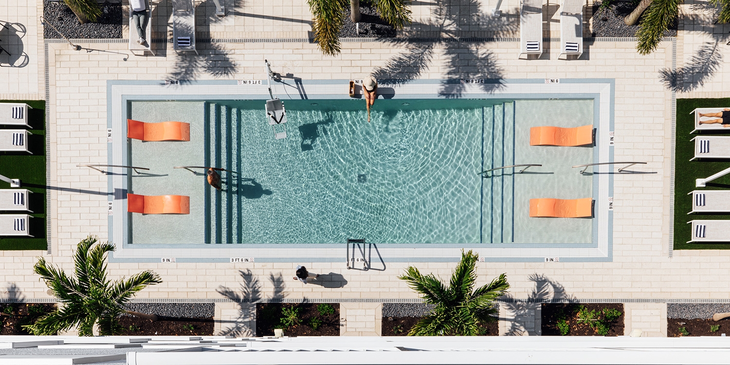 Hotel guests have access to the pool and fitness center on site