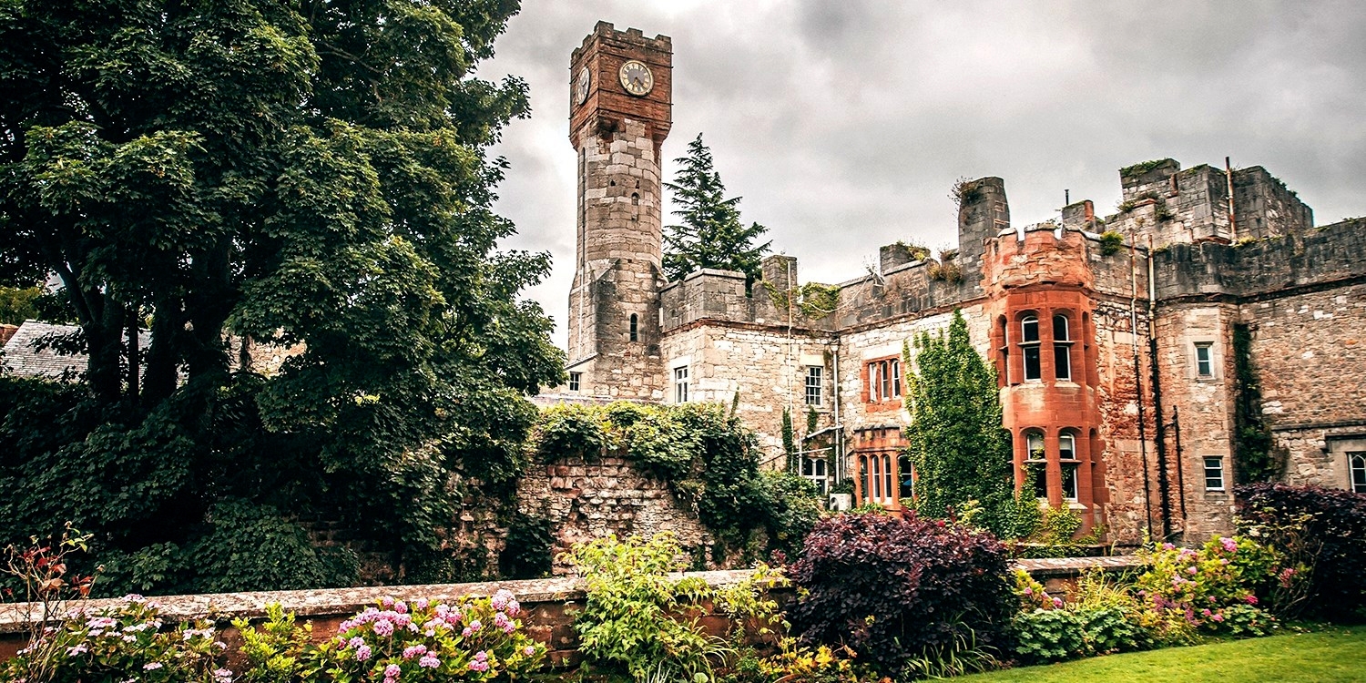 Ruthin Castle Hotel was built in the 18th century within the walls of a ruined 13th-century castle