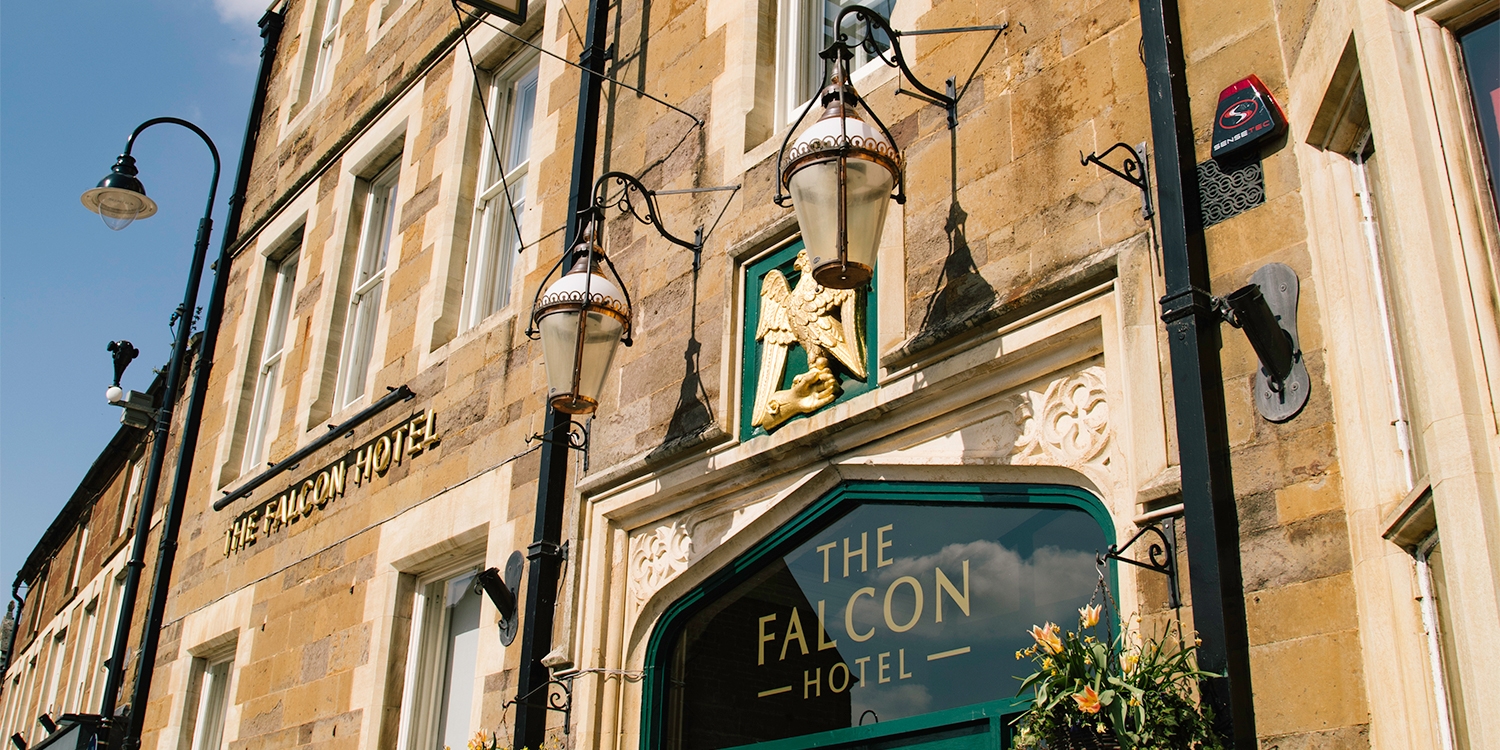 The Falcon Hotel is a 16th-century coaching inn in Uppingham’s historic market place