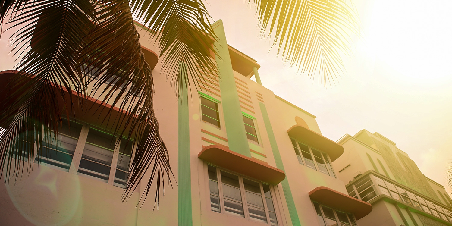 Iconic Art Deco buildings line Ocean Drive