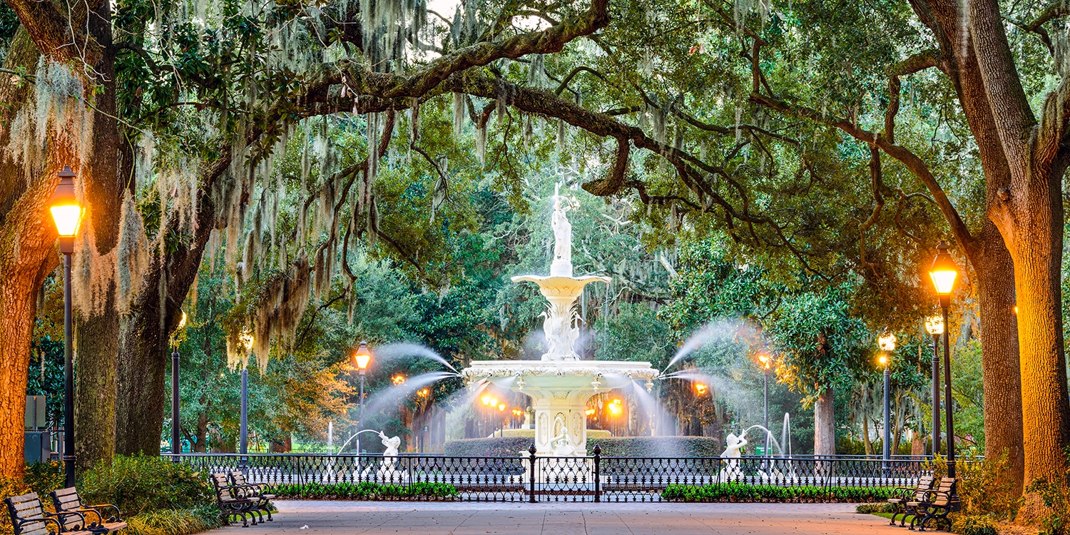 Take a stroll under moss-hung oaks and snap a picture by the fountain in Forsyth Park
